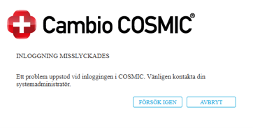 Felmeddelande vid inloggning