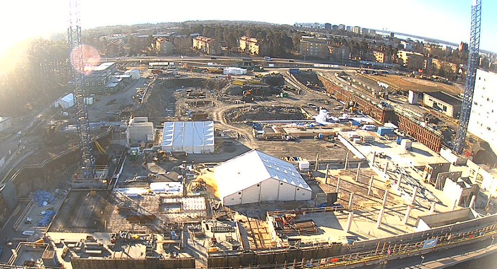 Flygbild över byggnationen av nya akutsjukhuset i Västerås
