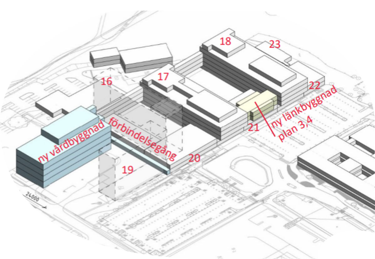 Skiss &ouml;ver sjukhusomr&aring;det