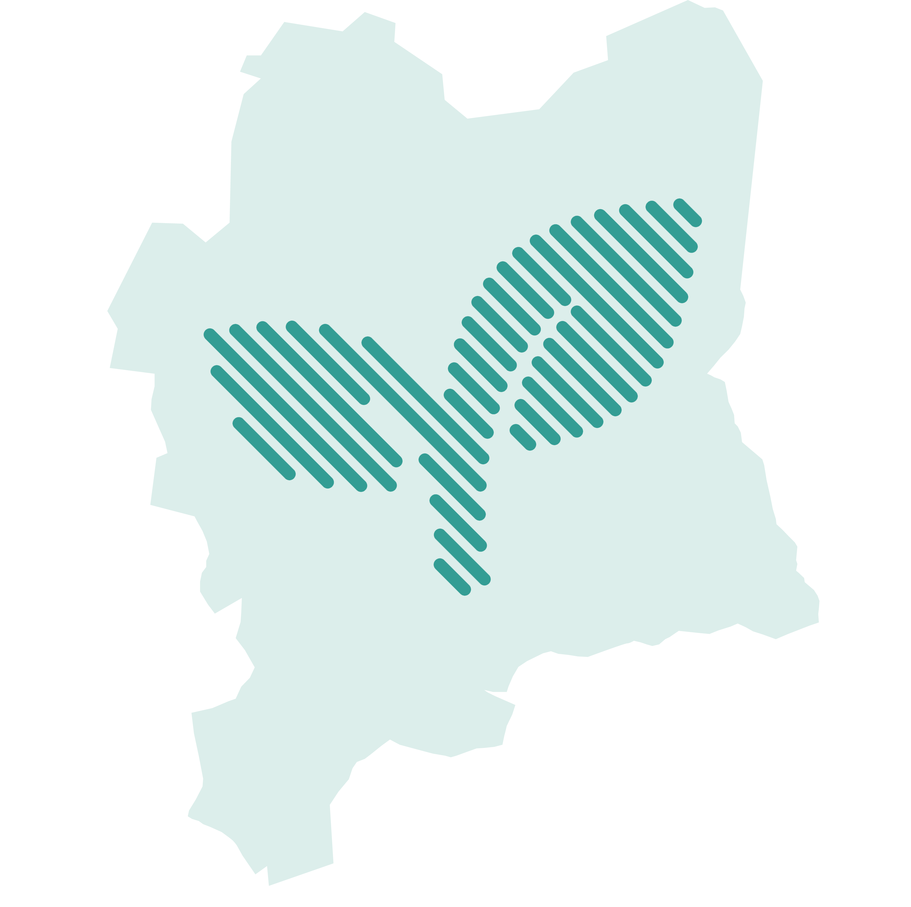 Grafik: Karta över Västmanland med grön gröda inuti kartområdet.