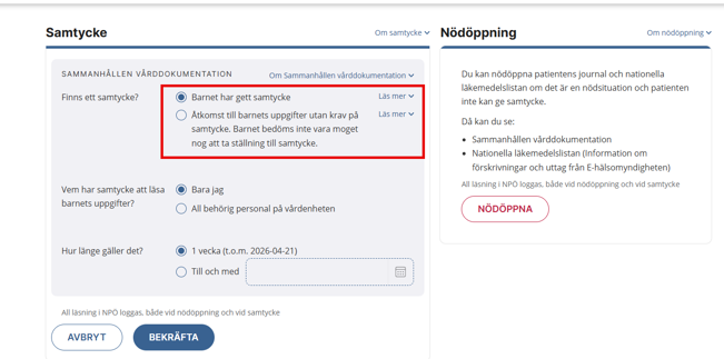 Bilden visar Samtycke f&ouml;r barn i NP&Ouml;