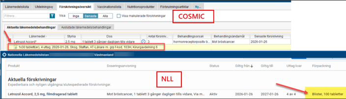 Presenterar skillnaden i förpackningsstorlek som visas i Cosmic och i NLL