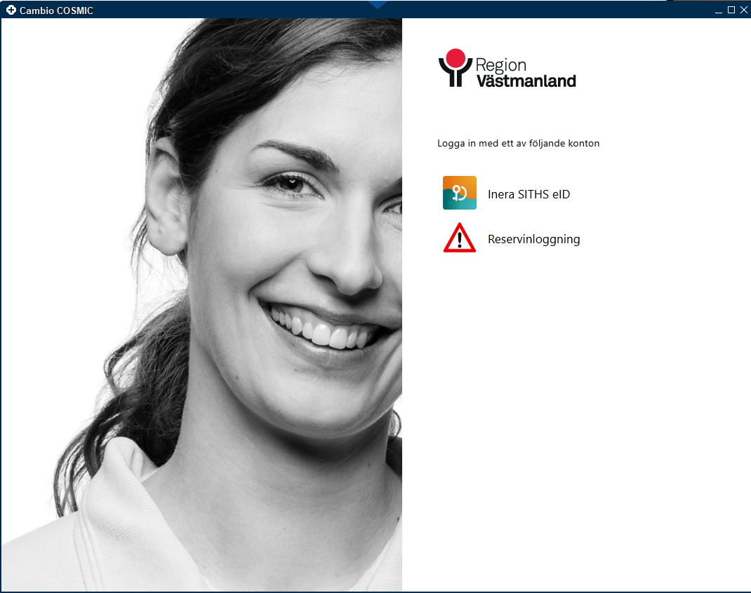 Bilden visar Inloggning i Cosmic