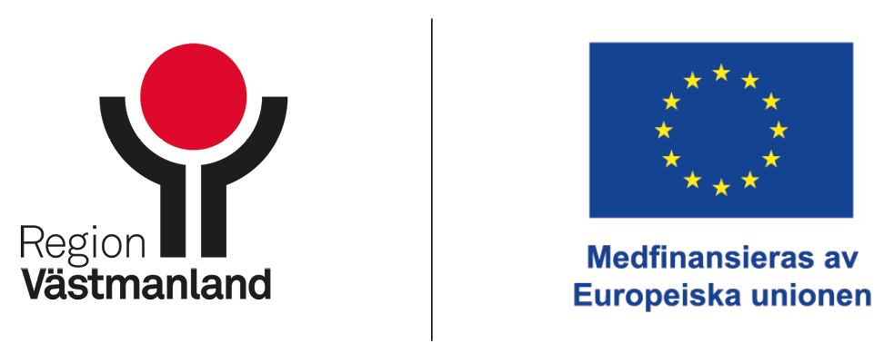 Loggor: Region Västmanland och EU-logga med texten "Medfinansieras av Europeiska unionen".