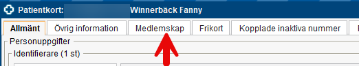 Fliken medlemskap i patientkortet