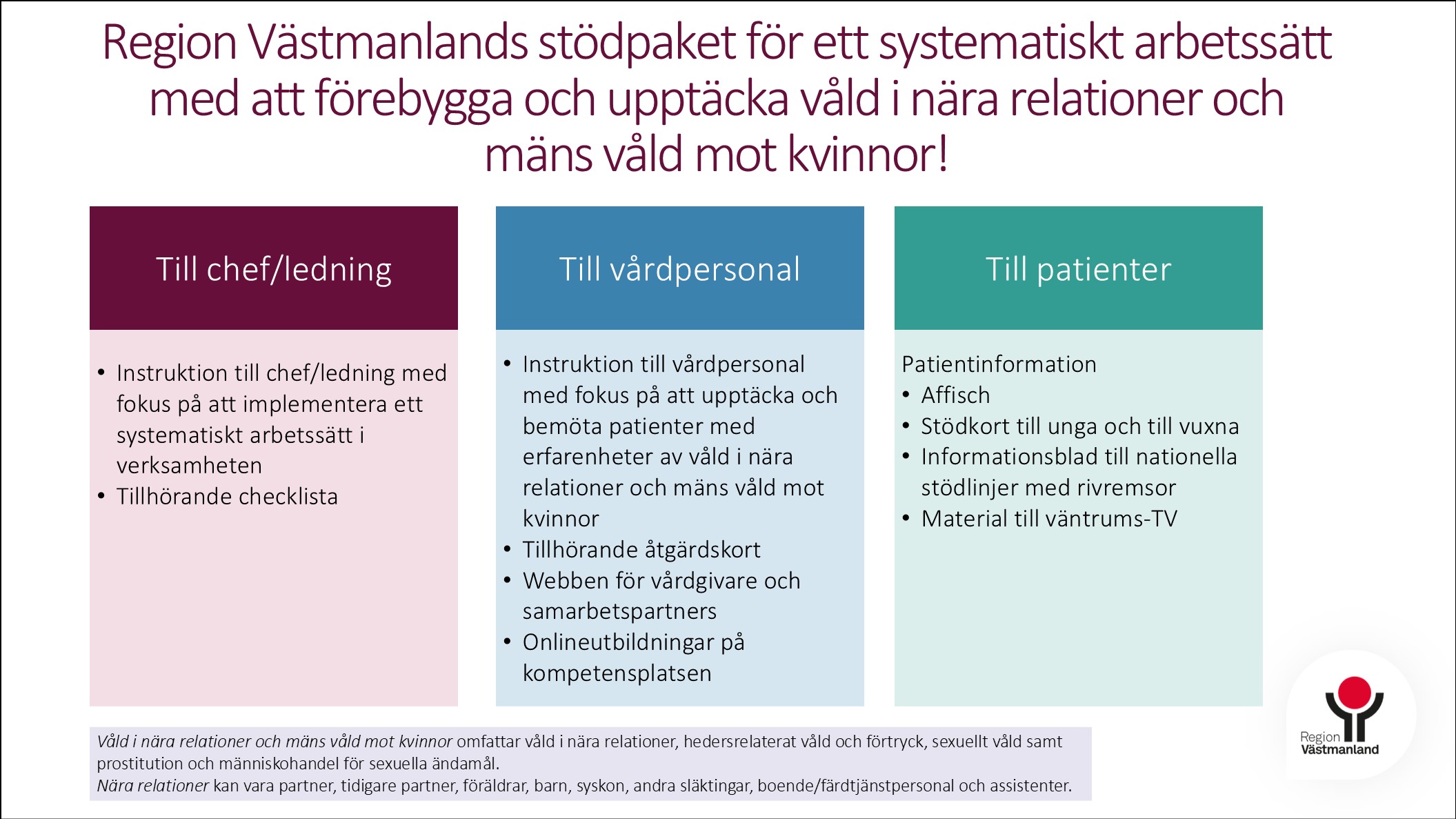Bilden visar Region V&auml;stmanlands st&ouml;dpaket 
